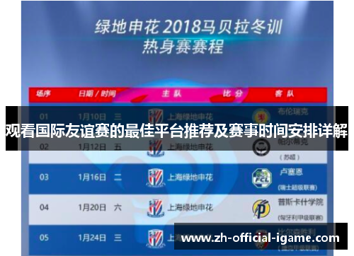 观看国际友谊赛的最佳平台推荐及赛事时间安排详解